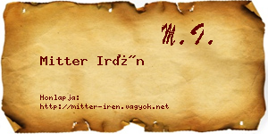 Mitter Irén névjegykártya